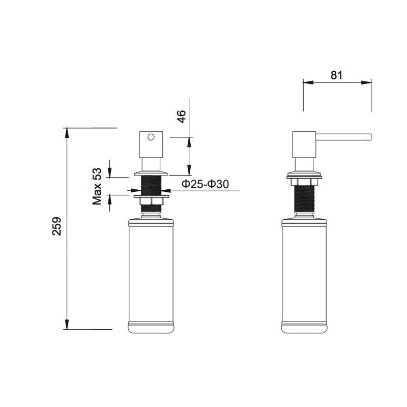 Distributeur de savon de cuisine Blossom - Fabrication en laiton massif avec finition chromée, Chrome