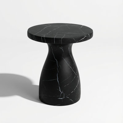 Modern Outdoor Finish Side Table with Lightweight Concrete Construction and Elegant Marble Effect Design