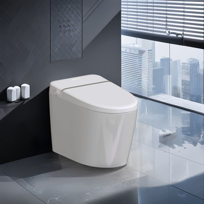 Toilette à bidet au sol à hauteur de siège Auxiwa 1,27 gallons GPF (siège inclus)