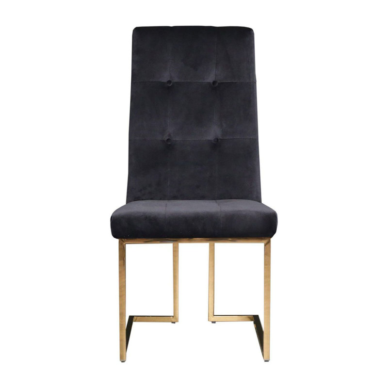 Chaise d'appoint en velours Denholme, Doré, Noir