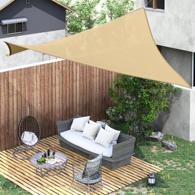 13' X 20' Outdoor Sun Shade Canopy, Sand Color, , With & Rope For Patio - Sail Canopy 20', Sand, Protection, Deck And Backyard