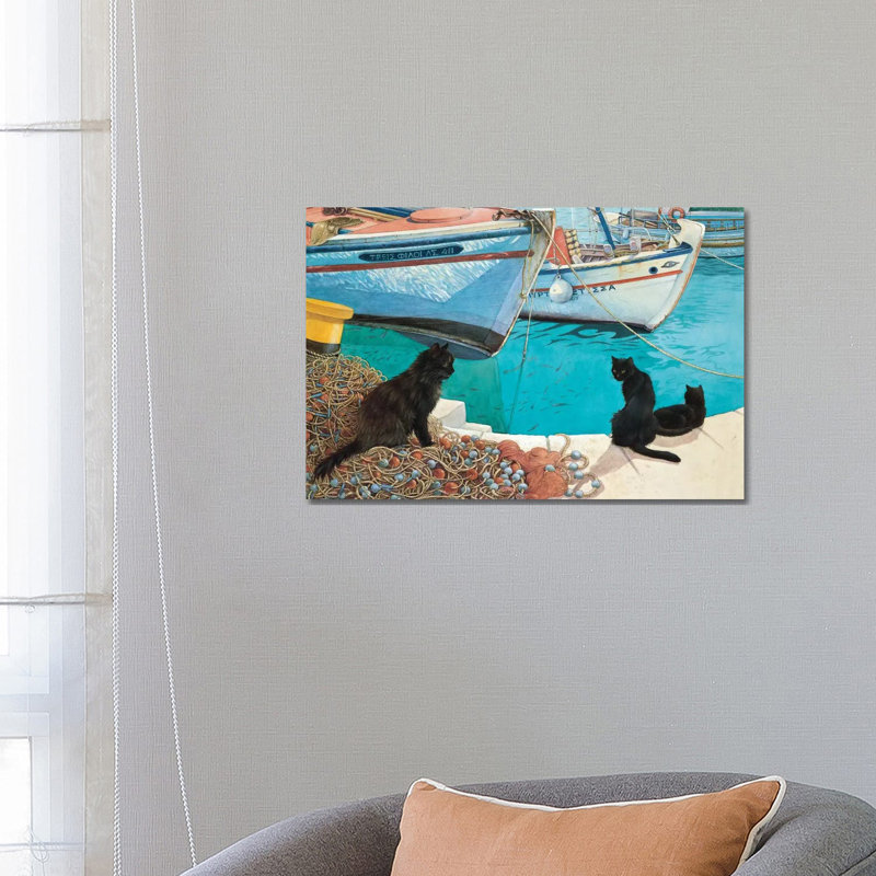 Looking At The Fish by Ivory Cats - Wrapped Canvas Print, 66.04 cm H x 45.72 cm W x 3.175 cm D