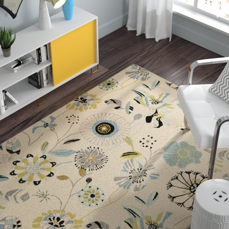 Doyle Hand Hooked Performance Floral Rug, Rectangle 9' x 12'