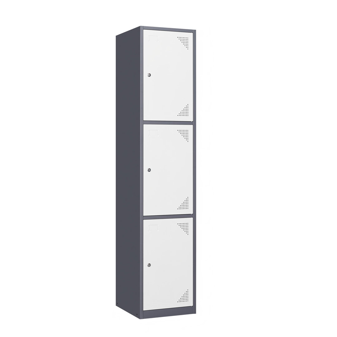 3-Tier 15'' W Steel Lockers Steelcube Color: Gray/White