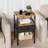 Night Stand With Charging Station, Adjustable Bed Side Table With Fabric Drawer, Farmhouse End Table, Bedside Table With Storage, Rustic Brown-1947555046