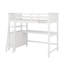 Lit mezzanine simple avec bureau, tiroirs et tablettes