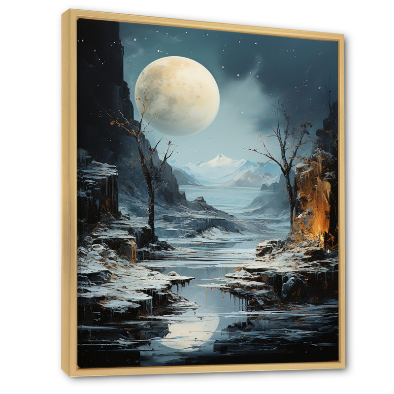" Blue Grey Mercury Plutos Paradox ", 44" H x 34" W x 1.5" D, Natural Floater Framed