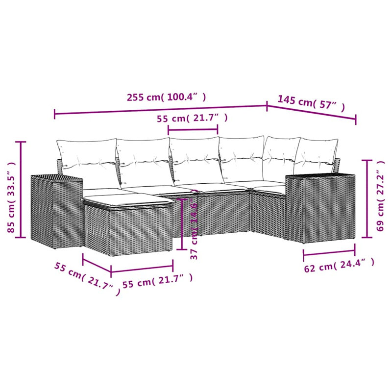 Ensemble de canapé de jardin Vidaxl