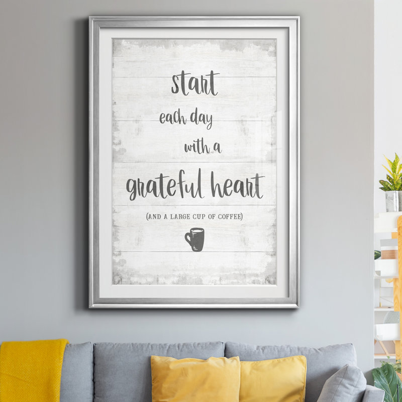 Grateful Coffee - reproduction de cadre photo sur papier, H 22,5 po x l 30,5 po x P 1,5 po, Papier avec cadre argenté