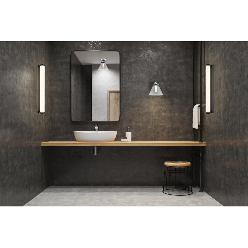 Gundolf LED Flush Mounted Sconce, Black, 64.5cm H x 6.5cm W x 11.5cm D