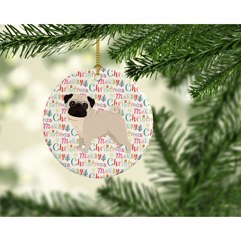 Ornement suspendu Pug Merry Christmas