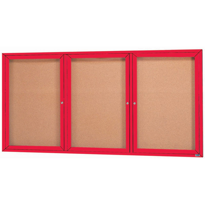 Panneau d'affichage mural fermé avec éclairage DEL, Rouge, Trois, H 36 po x l 72 po