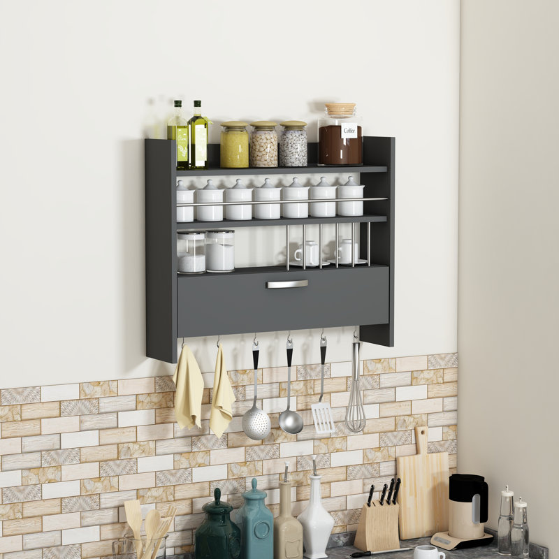 Wall Mounted Required Spice Rack, Black