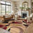 Mehul Geometric Multi Colored Area Rug in Red/Brown/Black - Modern Polypropylene Carpet for Living Room, Bedroom, Entryway, or Dining Room-22041202