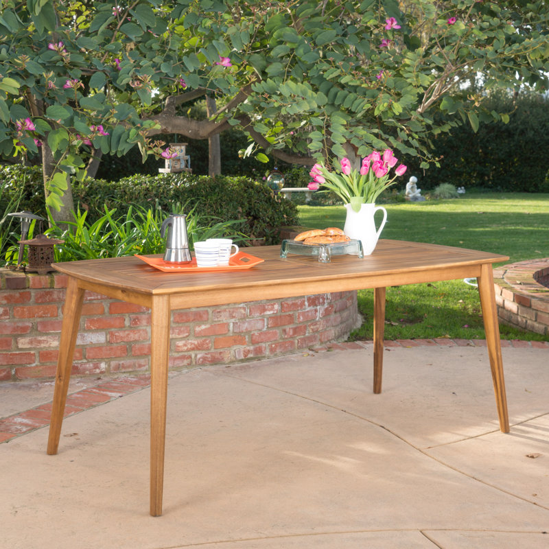 Table de salle à manger d'extérieur en bois d'acacia, finition teck | Idée de cadeau