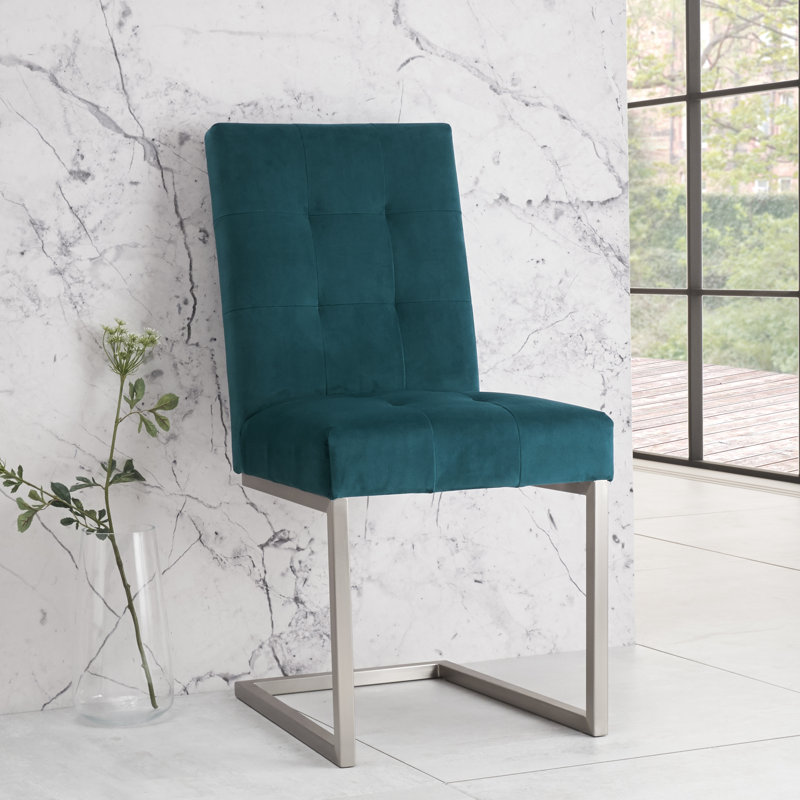 Ferber Upholstered Dining Chair, Sea Green Velvet
