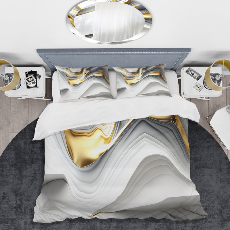 Ensemble de housse de couette en microfibre / polyester Abstract Geode Waves