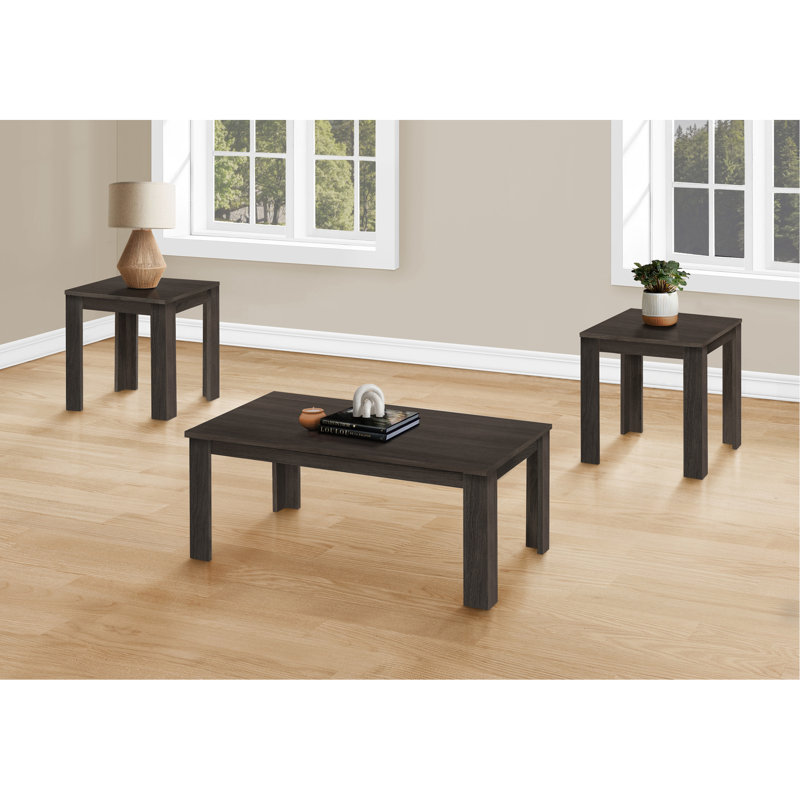 Ensemble de table, ensemble 3 pièces, café, bout, côté, décor, salon, stratifié, transitionnel, Chêne