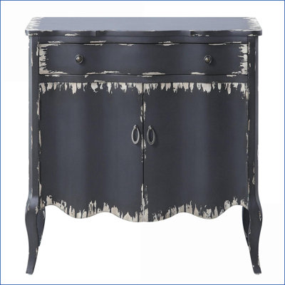 Console gris antique avec façade française en queue d'aronde et amp; Fond arqué - Rangement pour vestibule / salon
