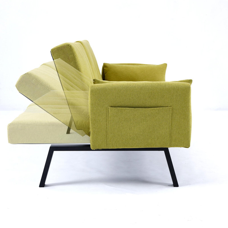 Canapé-lit de 70 pouces en coton et lin multifonctionnel: pliable + porte-gobelet + rangement latéral, permet de basculer instantanément entre le salon et la chambre à coucher