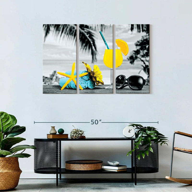«Cocktail Summertime Pop», ensemble de 3 reproductions sur toile par L. C. Sutton Creations, H 28 po x l 45 po x P 1,25 po
