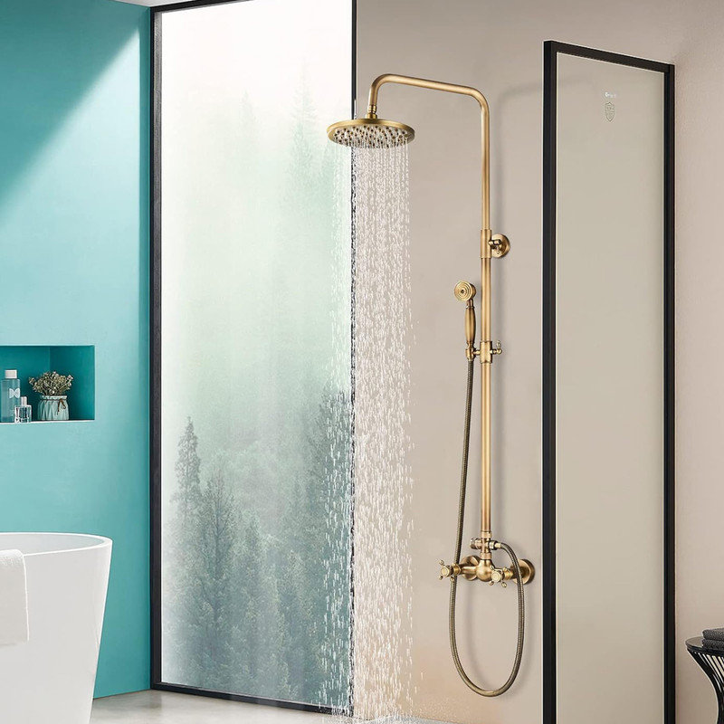 Oil Rubbed Bronze Adjustable Height Rainfall Shower System with Handheld Spray