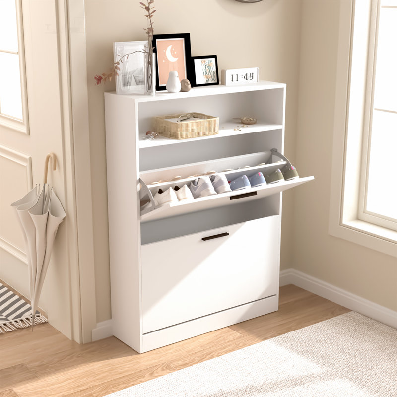 Shoe Storage Cabinet With 2 Flip Drawers
