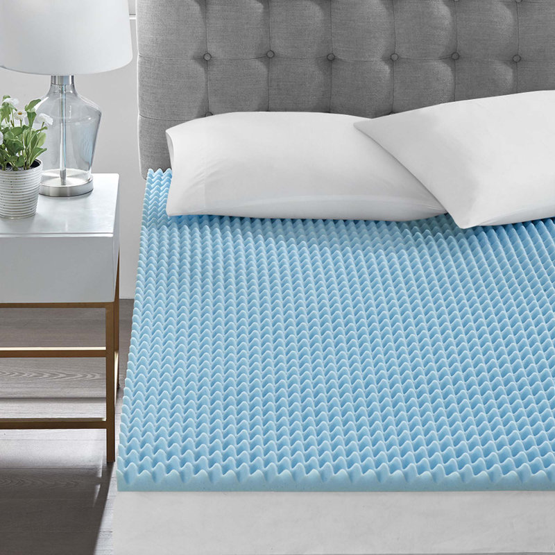 All Season Reversible Hypoallergenic Cooling Blue Mattress Topper For Enhanced Comfort And Temperature Control, Twin, 1.5"