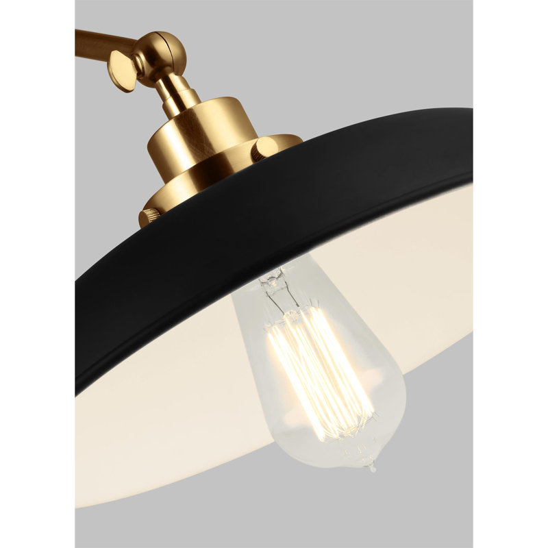 Wellfleet Double Arm Wide Task Sconce, Burnished Brass, Midnight Black