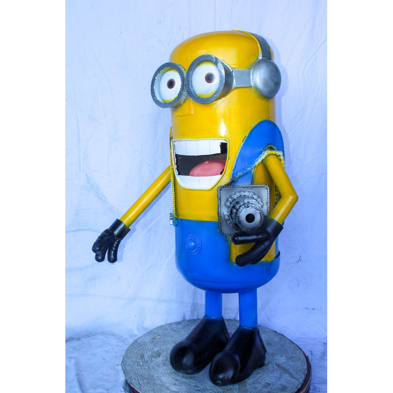 Statue de garçon comique en métal avec art photographique Nifao Collection 26 po x 19 po x H 42 po