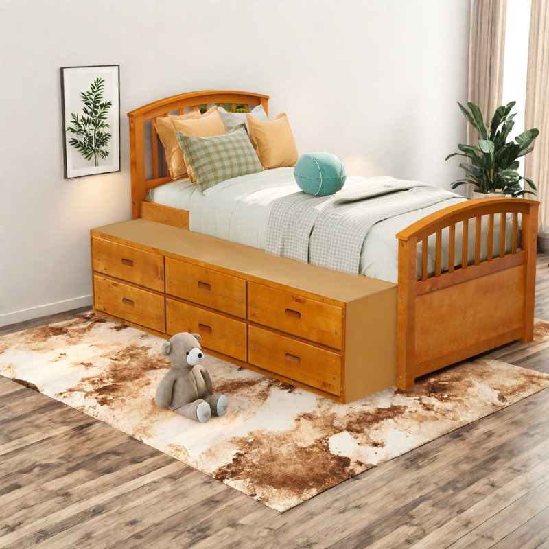 Lits en bois massif peu encombrants avec rangement, conception moderne