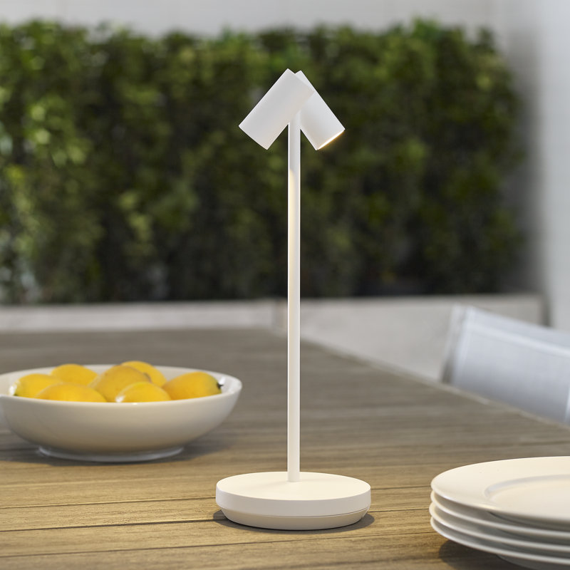 Doppia Accent Rechargeable Table Lamp, Matte White