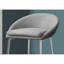 De 2 tabourets de bar modernes, pieds en métal, siège rembourré en mousse grise, supports au design peu encombrant, tissu texturé, dossier confortable