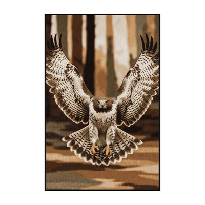 Washable Cooper's Hawk Birds Area Rug