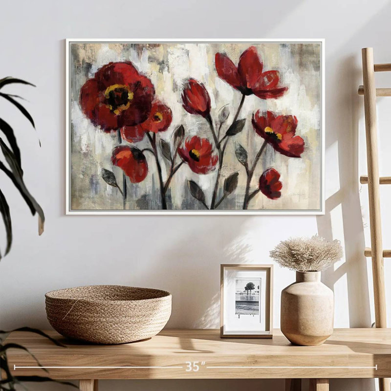 Simplicité florale, Cadre flottant blanc, 25 po x 17 po