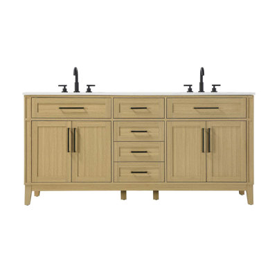 Meuble-lavabo double 72 po brun miel