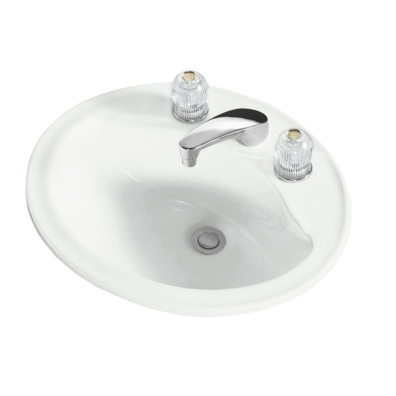 Sanibel Ceramic Circular Drop-In Bathroom Sink with Overflow, White