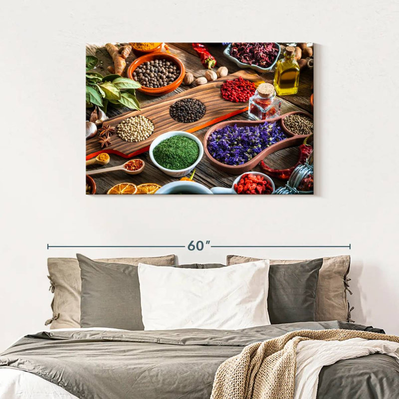 Yarlin Rustic Kitchen Herbs And Spices, 30" H x 45" W