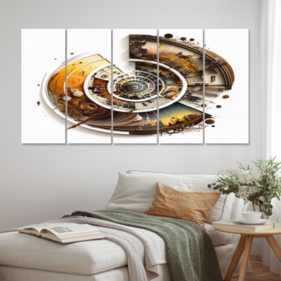 Caclulation The Universe Vintage Spiral Art V - Décoration murale spirales abstraites - 5 panneaux égaux