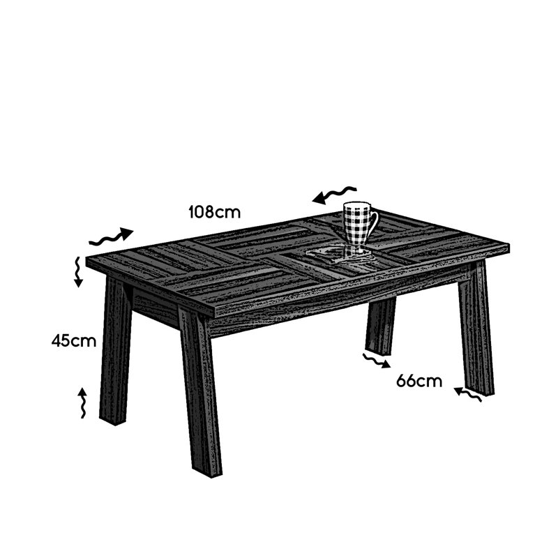 Modern Coffee Table, Brown, 42.5 x 17.7 x 25.6 inches | 100% Melamine Coated Particle Board, Thickness: 0.7 inches | Stylish Geometric Design, Durable & Elegant for Living Rooms & Offices, Perfect for Any Modern Space