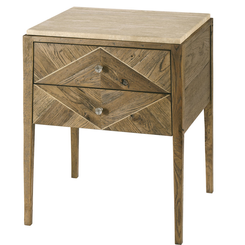 Echo Oak 2-Drawer Nightstand with Sleek Finish