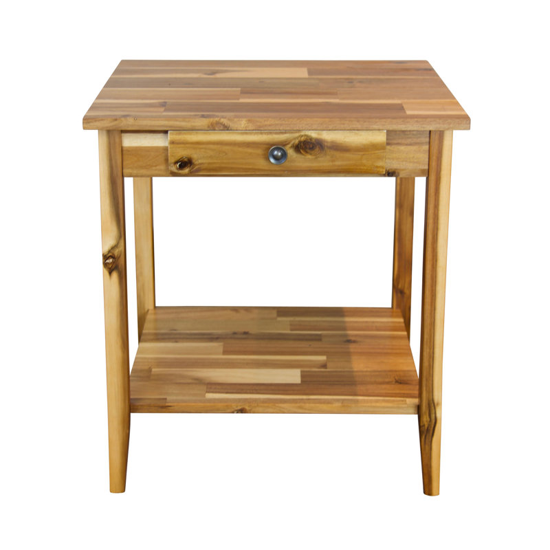 Aiydan Solid Wood End Table with Storage, Natural
