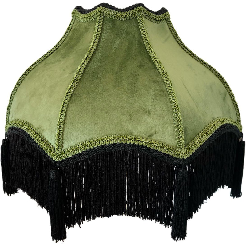 Vera Victorian Velvet Lamp Shade, Green