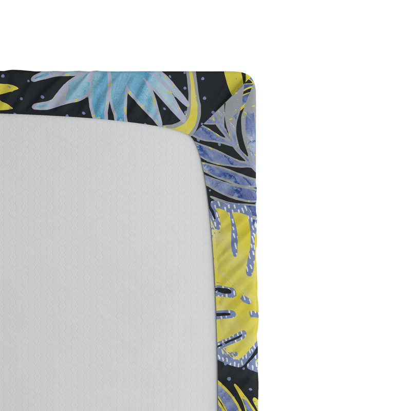 Drap-housse ambesonne tropical Pop Art exotique feuille de palmier vert avocat bleu, Drap-housse de taille très grand