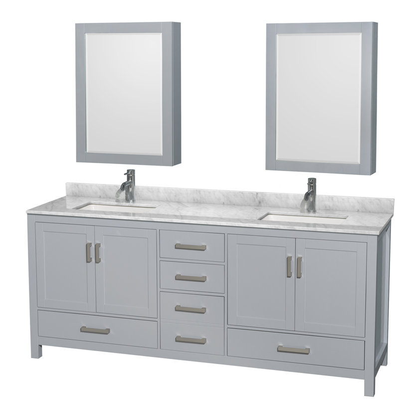 Sheffield 79" Double Bathroom Vanity Base Only, Gray