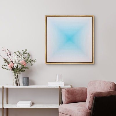 «Minimal Gradient Geometric Square Blue Tones Contemporary Abstract Decor», reproduction encadrée sur toile, art mural