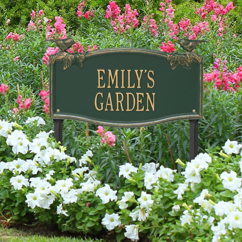 Chickadee Garden Sign, Green/Gold, Yes