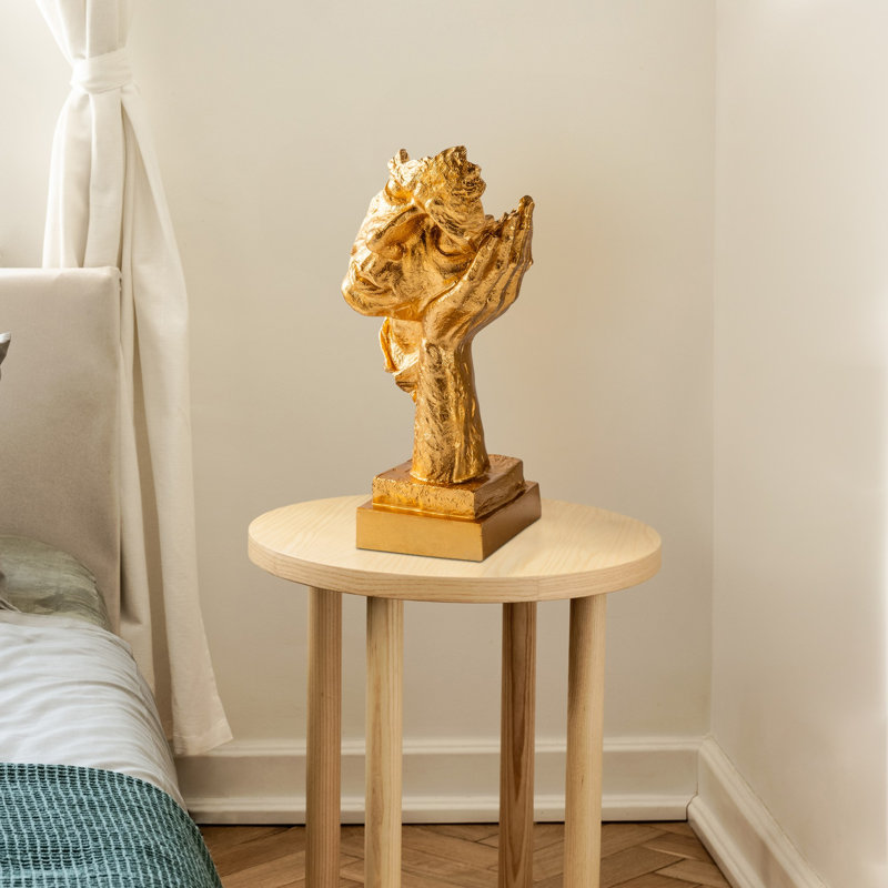 Hand-Painted Decorative Object, Gold Color, 6.3 x 13.0 x 5.5 inches | 100% Polyester Material | Unique Art Piece for Home Decor | Adds Elegance & Charm to Any Space, Perfect for Gift-Giving