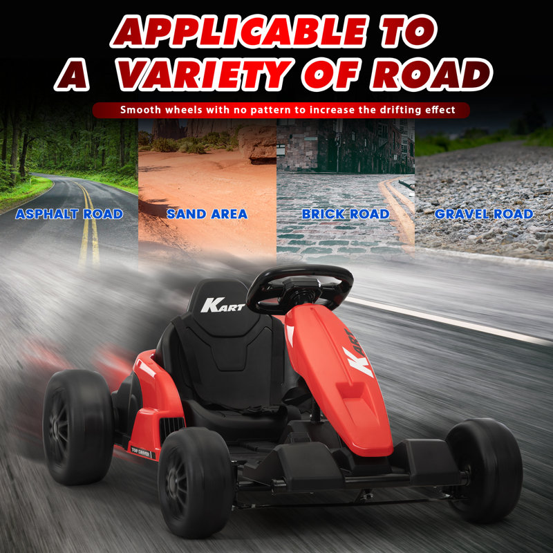 24V Red and Black Electric Go-Kart with MP3 and Power Display