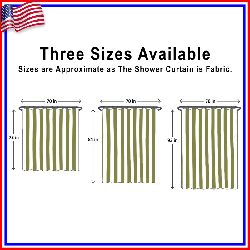 Olive Vertical Stripes Shower Curtains Extra Long, L 70 po x H 84 po